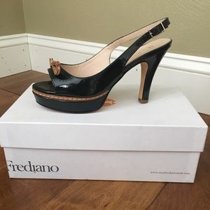 San Frediano Blue Leather High Heel Shoes